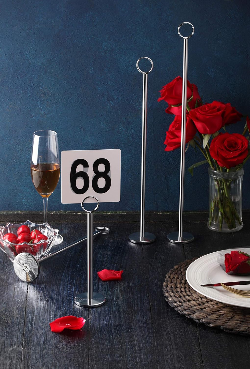 New Star Foodservice 27723 Ring-Clip Table Number Holder/Number Stand/Place Card Holder, 15-Inch, Set of 12, Black Finish