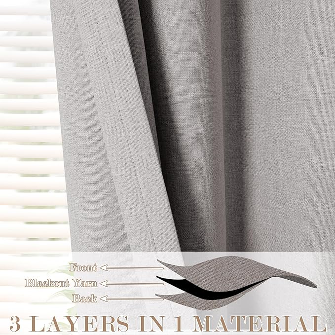 120" Wx102 L Linen Room Divider Drapes for Doorway/Glass Window/Sliding Door/Patio, Extra Wide Pinch Pleated Full Blackout Curtains for Girls Boys Teen Kids Room, 1 Panel, Browish Grey