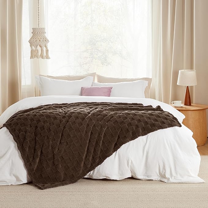 Bedsure GentleSoft Dark Brown Throw Blanket for Couch - Super Soft Cozy Blankets Gifts for Women Men Girls, Cute Small Fleece Throws for Bedroom Home Decor, 50x70 Inches