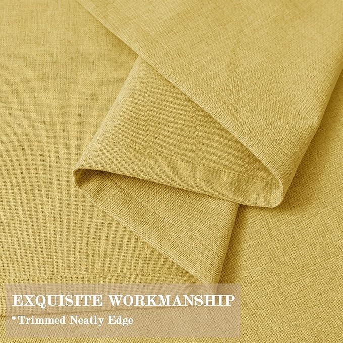 Yellow Pinch Pleat 100% Blackout Drapes Linen Blend, Room Divider, Room Darkening, Energy Saving, Furniture Protecting, Light Blocking Extra Wide Privacy Curtains, 200Wx108L, 1 PC
