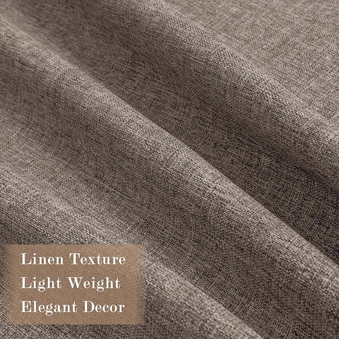 Full Blackout Privacy Curtains, 240 Inch Extra Wide Linen Blend Drapes, Pinch Pleat Window Drapery for Room Divider Storage/Space Room Separation, 1 Panel, W 240" x L 108", Light Coffee