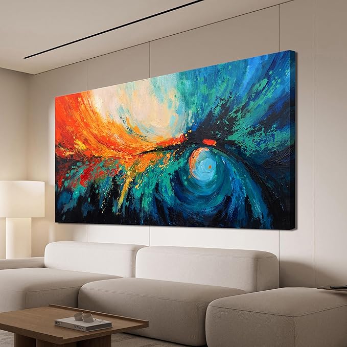 Canvas Wall Art Decor Large Wall Art Pictures For Living Room Blue Green Wall Art Decor Canvas Abstract Art Work Colorful Abstract Wall Art Decor Prints For Bedroom Office Kitchen Wall Decor 29" x 58"