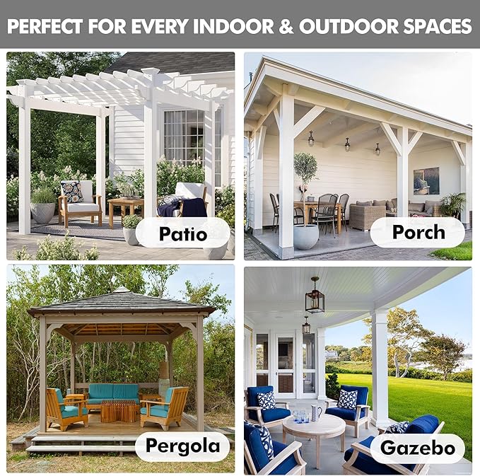 HolidayIdeas 4 Panels Linen Outdoor Curtains for Patio Waterproof Curtains 84 Inch Length-Outside Wide Curtains Weatherproof, Privacy for Pergola, Porch, Gazebo-110 Wide x 84" Long Light Grey