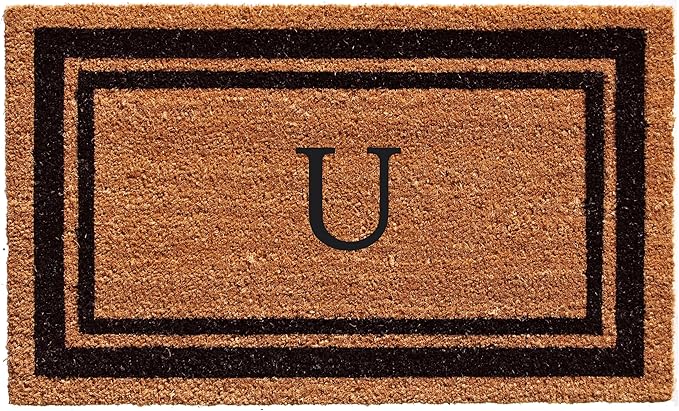 Calloway Mills 152963672U Black Border 36" x 72" Monogram Doormat Letter (U)