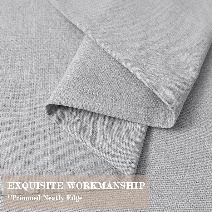 100" W x 96" L Faux Linen Room Divider Curtains, Full Blackout Pinch Pleated Drapes for Traverse Rod, Bedroom Divider Privacy Drapery with Hooks for Ceiling Track, 1 Panel, Silver Grey