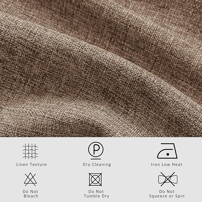 Macochico 52”Wx96”L 100% Blackout Curtains for Bedroom Living Room Nursery Taupe Pinch Pleated Linen Curtains Farmhouse Burlap Drapes Thermal Window Panels with Hooks and Tieback 1 Panel