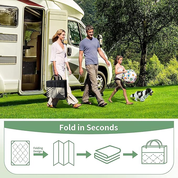GENIMO Outdoor Rug 6' x 9' Waterproof for Patios Clearance, Reversible Outdoor Plastic Straw Camping Rug Carpet, Large Area Rugs Mats for RV, Camper, Deck, Balcony, Porch, Beach, Picnic, Black&Beige