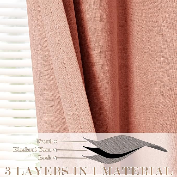Extra Wide 100% Blackout Linen Textured Curtains - Room Dividers, W200 x L84 (1 Panel), Pinch Pleat Drapes for Living Room, Full Light Block Out Drapery for Sliding Door, Orange