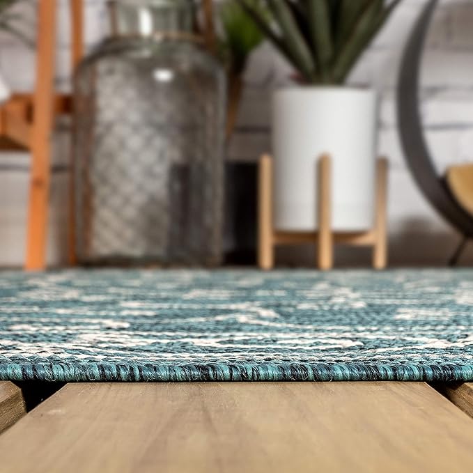 JONATHAN Y Vintage Filigree Indoor Outdoor Area Rug 3X5 Teal/Gray, Charleston Textured Weave for Backyard, Patio, Porch, Easy-Cleaning, High Traffic, Pet-Friendly, Non-Shedding (SMB106F-3)