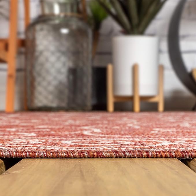 JONATHAN Y Vintage Filigree Indoor Outdoor Area Rug 3X5 Red/Beige, Charleston Textured Weave for Backyard, Patio, Porch, Easy-Cleaning, High Traffic, Pet-Friendly, Non-Shedding (SMB106B-3)