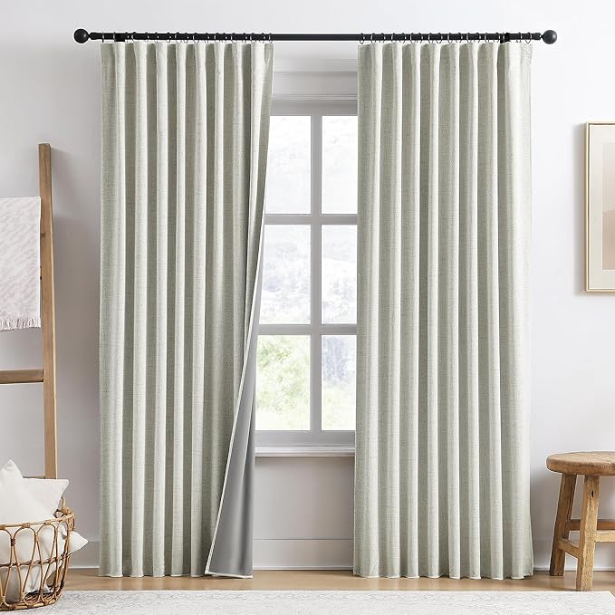 RAIN CITY Natural Blackout Door Curtains for Doorway 2 Panels Set,Back Tab Rod Pocket Curtains 80 Inches Long, Linen Burlap Textured Room Darkening Curtains for Bedroom Nursery 2 Panels 50x80