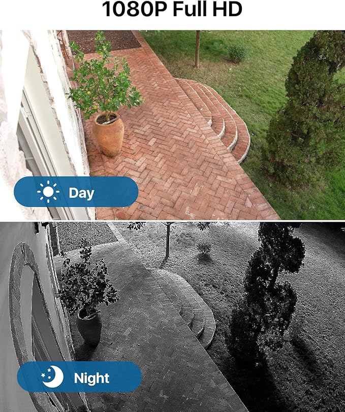 Loocam Security Camera System 1080p, AI Human Vehicle Detection, 8 Channel 4 Cams H.265+ DVR with 1TB HDD Wired Surveillance Camera, Night Vision, Remote Access, App Email Alert, IP66 Indoor Outdoor
