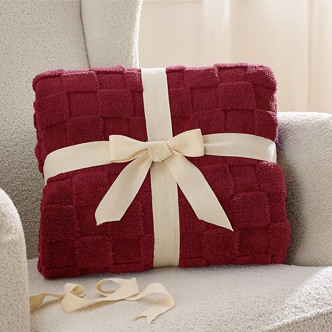 Bedsure GentleSoft Fall Throw Blanket for Couch - Checkered Fleece Red Blankets Gifts for Women Men Girls, Cute Soft Cozy Throw for Bedroom Home Decor Gifts, 50x60 Inches