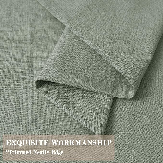Full Blackout Privacy Curtains, 240 Inch Extra Wide Linen Blend Drapes, Pinch Pleat Window Drapery for Room Divider Storage/Space Room Separation, 1 Panel, W 240" x L 96", Fog Green
