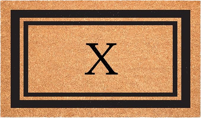 Calloway Mills 152961830X Black Border 18" x 30" Monogram Doormat, (Letter X)