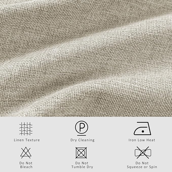 Macochico Ivory White 100% Blackout Linen Curtains 96 Inches Long Pinch Pleated Curtains for Bedroom Living Room Nursery Farmhouse Insulated Sound Reducing Drapery with Tieback 84”Wx96”L 1 Panel