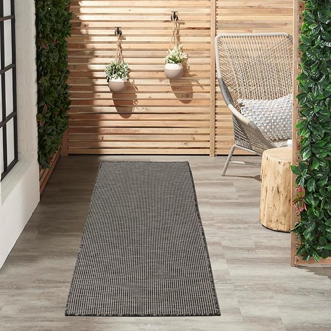 Nourison Home Positano Charcoal 2' x 6' Area Rug Easy Clean, Non Shedding, Bed Room, Living Room, Dining Room, Kitchen (6' Runner)