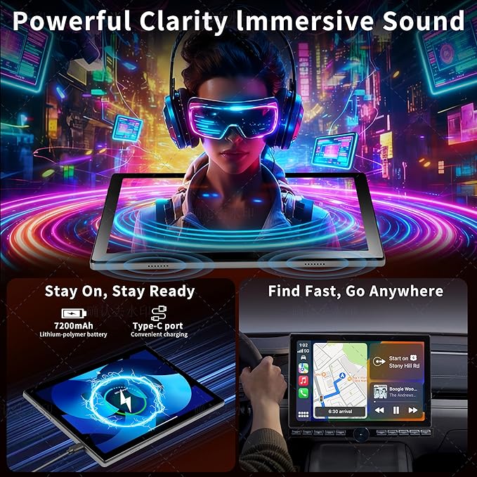Android Tablet with Keyboard, 10 inch Android 15 Tablet with 24GB(4+20)RAM+128GB ROM(1TB Expand),8-Core, 7200mAh, 5G WiFi, Bluetooth5.0, Widevine L1, Electronics Tablets with Keyboard, Case, Stylus