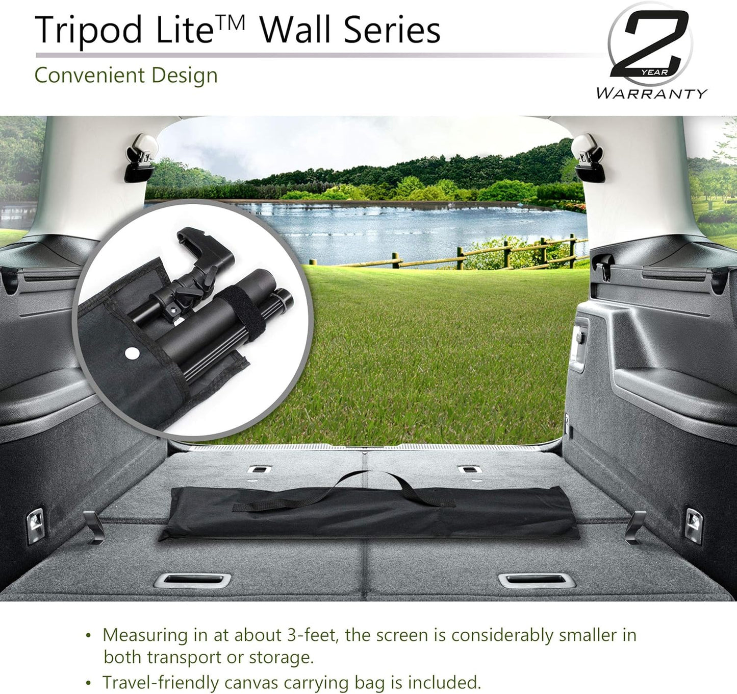 Elite Screens Tripod Lite Wall Series, 2in1 Portable Projector Screen Dual Tripod Stand/Wall Mount Indoor/Outdoor 50-INCH, 1:1 w/Carrying Bag, US Based Company 2-Year Warranty - T50SW, Black