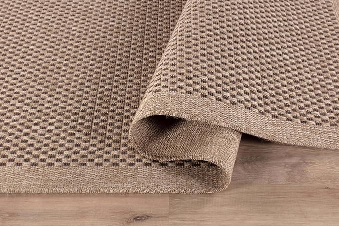 CAMILSON Easy Jute Round Rug 4ft Indoor Outdoor Natural Color Fiber Area Rugs for Living Room Patio and Kitchen Rug, Sisal Boho Woven Design Easy-Cleaning Washable Outside Carpet Alfombras (4 Round)