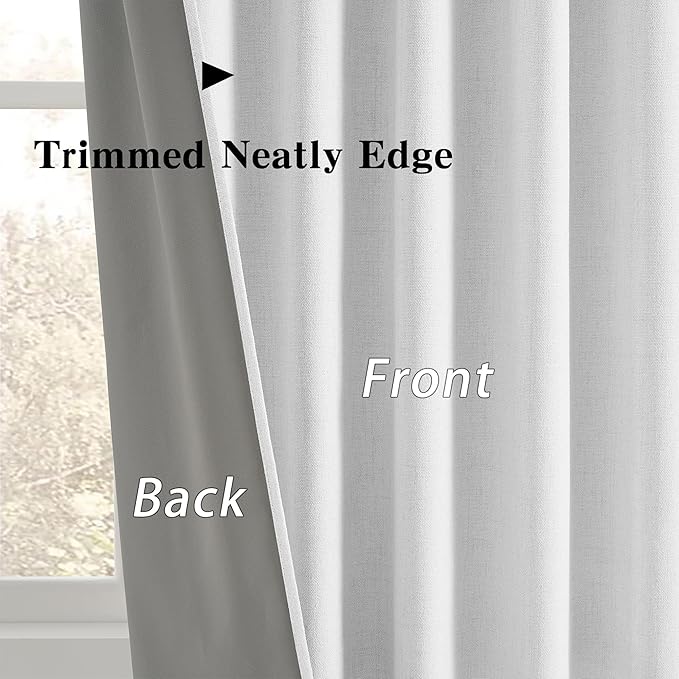RAIN CITY Snow White Large Curtains 70 x 102 inch for Living Room Sliding Door 2 Panel Sets Back Tab Room Divider Pleated Linen Track Drapes for Bedroom Dining Room Farm House Cottage