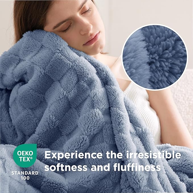 Bedsure GentleSoft King Size Blanket for Bed - Super Soft Cozy Blankets for Women Men Girls, Large Fuzzy Fleece Throw for Bedroom Decor, Ashley Blue,108x90 Inches