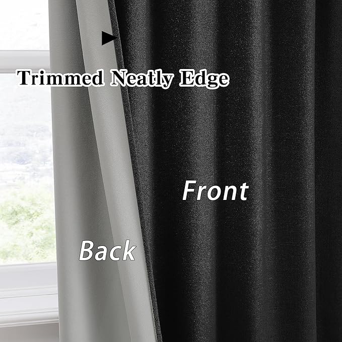 RAIN CITY Full Blackout Curtains 90 Inch Long, Black Out Curtains 2 Panels Set Burg, Back Tab Pocket Track Pleated Look Curtains for Bedroom Living Room Sliding Glass Door-50x90