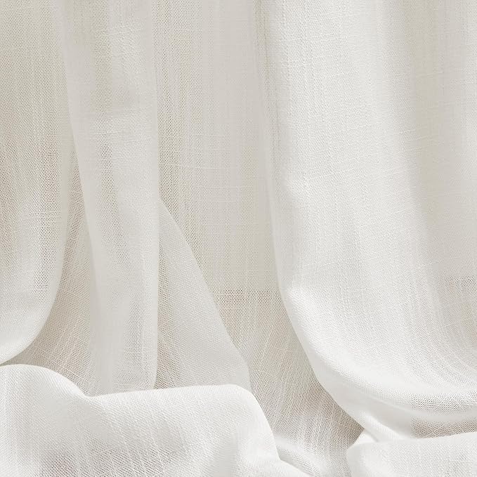 MYSKY HOME 90 Inch Curtains for Sliding Glass Door Windows, Living Room Decoration Cotton Drapes Soft Comfortable Touch Farmhouse Country Patio Treatment Set, 50" Width, Natural, 2 Panels