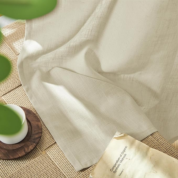 Joydeco Linen Curtains - 108 Inch Length, 2 Panels Set for Living Room, Light Filtering (W52 x L108 Inch, Pistachio Shell)