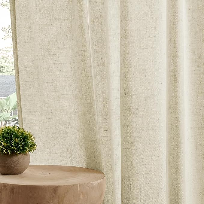 Joydeco Linen Curtains 84 Inch Length 2 Panel Sets,Light Filtering Curtains for Bedroom 100 Inch Wide Living Room Drapes with Back Tabs & Rod Pockets (W100 x L84 Inch, Linen)