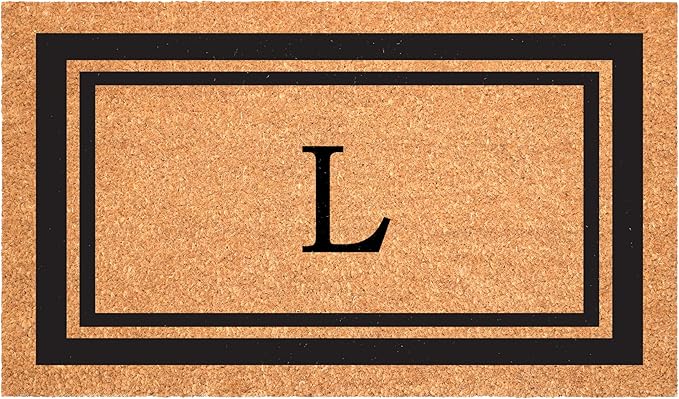 Calloway Mills 152963048L Black Border 30" x 48" Monogram Doormat Letter (L)