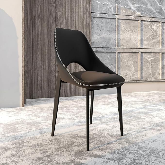 LeisureMod Amalfi Upholstered Fabric Dining Chair – Modern Side Chair with Iron Legs, Mid-Century Accent Chair for Dining Room or Kitchen
