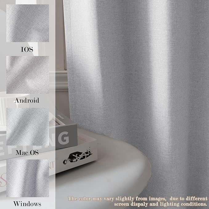 Extra Wide 100% Blackout Linen Textured Curtains - Room Dividers, W150 x L108 (1 Panel), Pinch Pleat Drapes for Living Room, Full Light Block Out Drapery for Sliding Door, Silver Grey