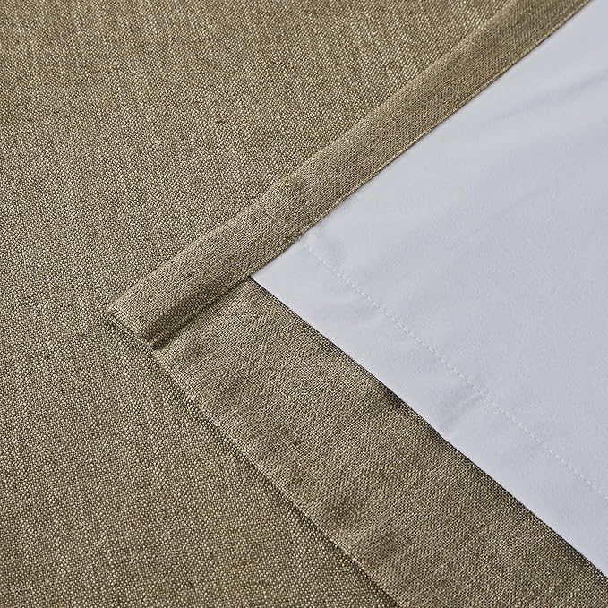 Vision Home Brown Pinch Pleated Full Blackout Curtains Linen Blended 60" Wide Thermal Insulated Window Panels 108 inch for Bedroom Living Room Darkening Pleat Drapes with Hooks Back Tab 60" Wx108 Lx1