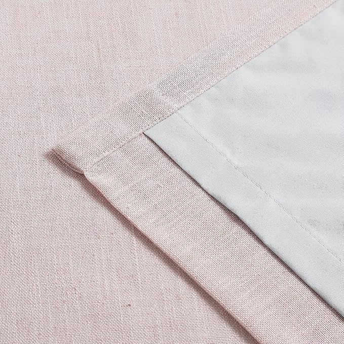 Vision Home Soft Pink Pinch Pleated Full Blackout Curtains Linen Blended Room Darkening Curtain Panels 95 inch for Living Room Bedroom Thermal Insulated Pinch Pleat Drapes with Hooks 8FT 40" Wx95 Lx2