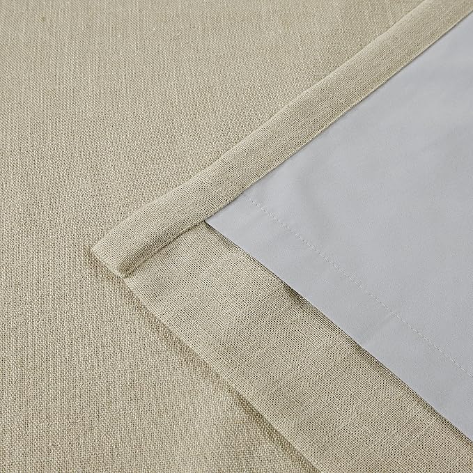 Vision Home Sand Pinch Pleated Full Blackout Curtains Linen Blended Room Darkening Window Curtains 112 inch for Living Room Bedroom Thermal Insulated Pinch Pleat Drapes with Hooks 60" Wx112 Lx1