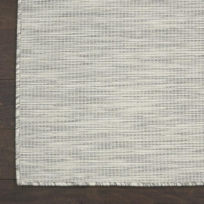 Nourison Positano Indoor-Outdoor Light Grey 7' x 10' Area Rug, Easy Cleaning, Non Shedding, Bed Room, Living Room, Dining Room, Backyard, Deck, Patio (7x10)