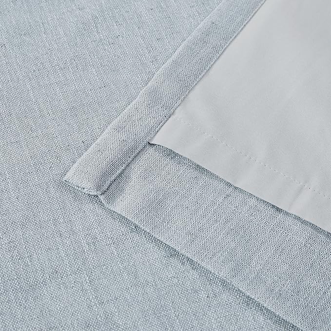 Vision Home Blue Fog Pinch Pleated Full Blackout Curtains Linen Blended Room Darkening Window Curtains 120 inch for Living Room Bedroom Thermal Insulated Pinch Pleat Drapes with Hooks 60" Wx120 Lx1