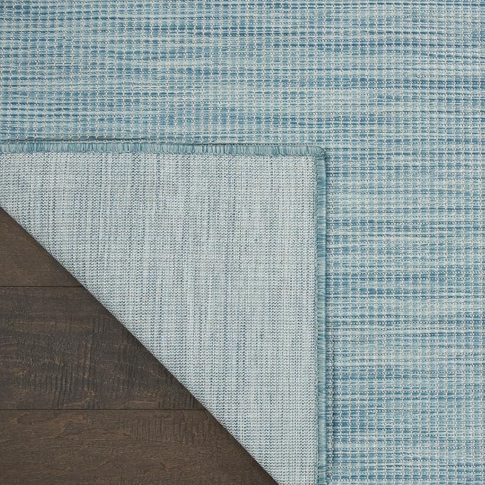 Nourison Home Positano Indoor/Outdoor Aqua 2'2" x 12' Area Rug, Easy Cleaning, Non Shedding, Bed Room, Living Room, Dining Room, Backyard, Deck, Patio (2x12)