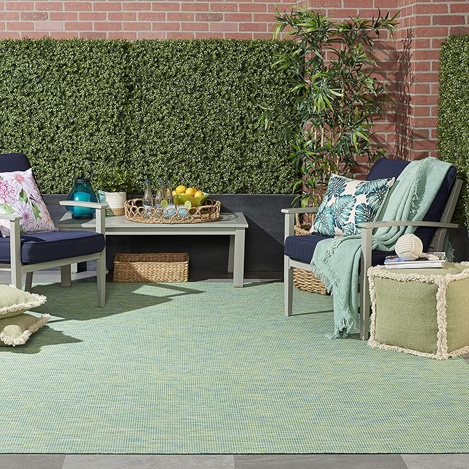 Nourison Home Positano 10' x 14' Blue/Green Fabric Modern Area Rug (10' x 14')