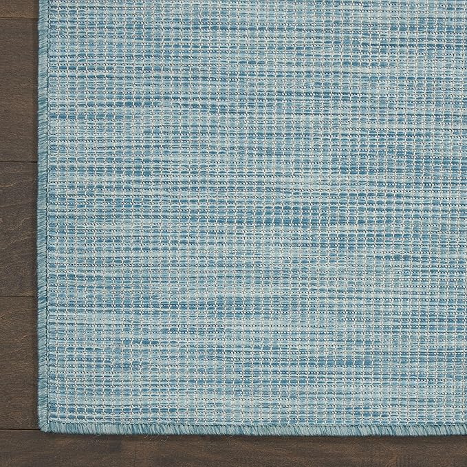 Nourison Positano Indoor/Outdoor Aqua 8' x Round Area Rug, Easy Cleaning, Non Shedding, Bed Room, Living Room, Dining Room, Backyard, Deck, Patio (8 Round)