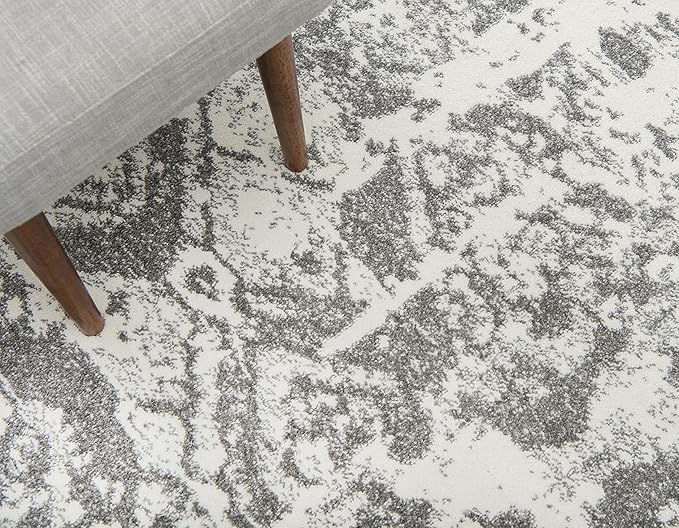 Unique Loom Rosso Collection Vintage, Geometric, Bohemian, Traditional, Distressed, Southwestern Area Rug, Rectangular 4' 0" x 6' 0", Light Gray/Ivory
