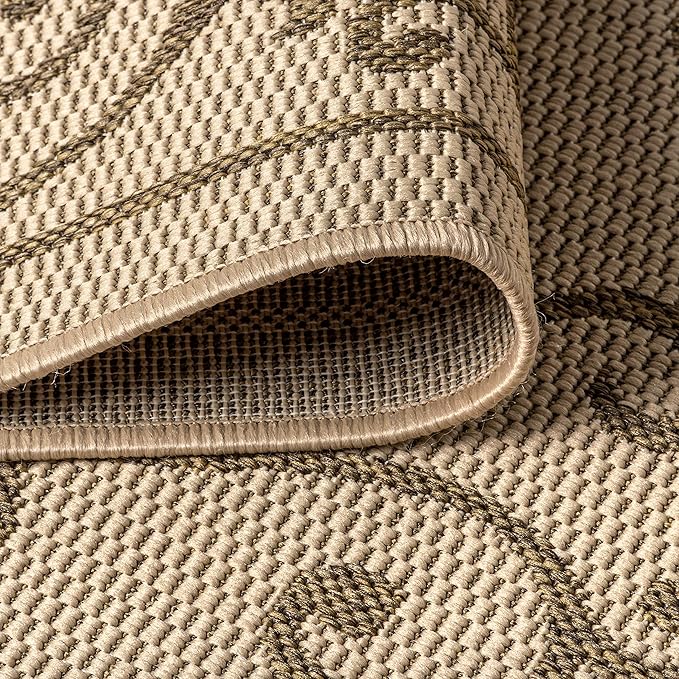 JONATHAN Y Vintage Filigree Indoor Outdoor Square Area Rug 9X9 Beige/Brown, Charleston Textured Weave for Backyard, Patio, Porch, Easy-Cleaning, High Traffic, Pet-Friendly, Non-Shedding (SMB106A-9SQ)