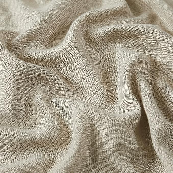 Vision Home Sand Pinch Pleated Full Blackout Curtains Linen Blended Room Darkening Window Curtains 90 inch for Living Room Bedroom Thermal Insulated Pinch Pleat Drapes with Hooks 2 Panel 40" Wx90 L