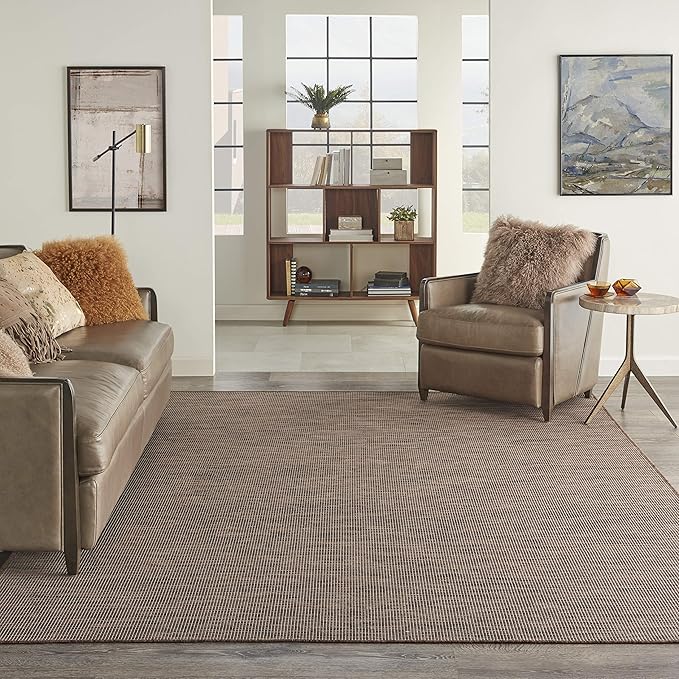 Nourison Positano Indoor-Outdoor Natural 8' x 10' Area Rug, Easy Cleaning, Non Shedding, Bed Room, Living Room, Dining Room, Backyard, Deck, Patio (8x10)