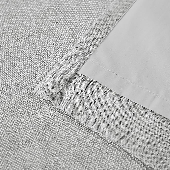 Vision Home Light Gray Pinch Pleated Full Blackout Curtains Linen Blended Room Darkening Curtain Panels 112 inch for Living Room Bedroom Thermal Insulated Pinch Pleat Drapes with Hooks 40" Wx112 Lx2