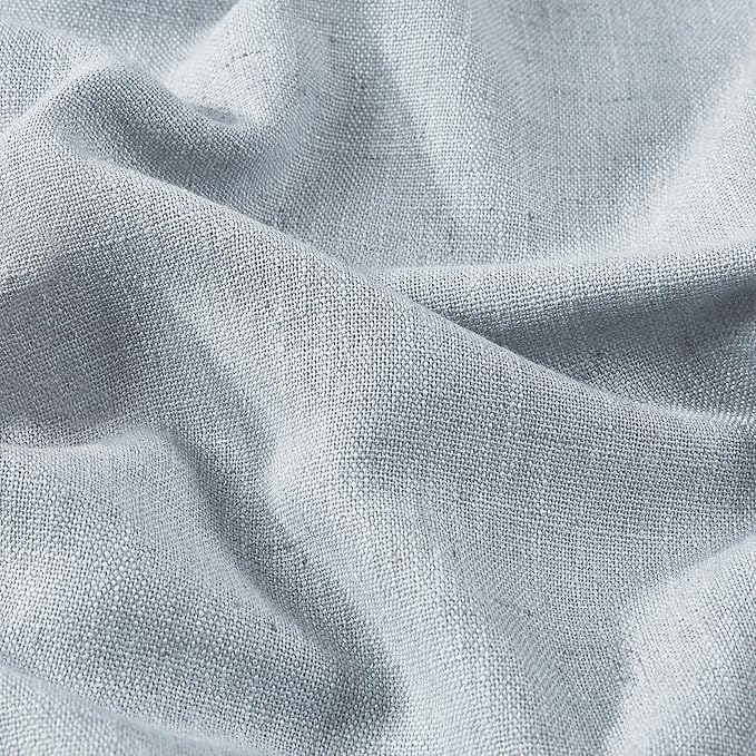 Vision Home Pinch Pleated Full Blackout Curtains Linen Blended Room Darkening Window Curtains 84 inch for Living Room Bedroom Thermal Insulated Pinch Pleat Drapes with Hooks 2 Panel 40"Wx84"L,Blue Fog