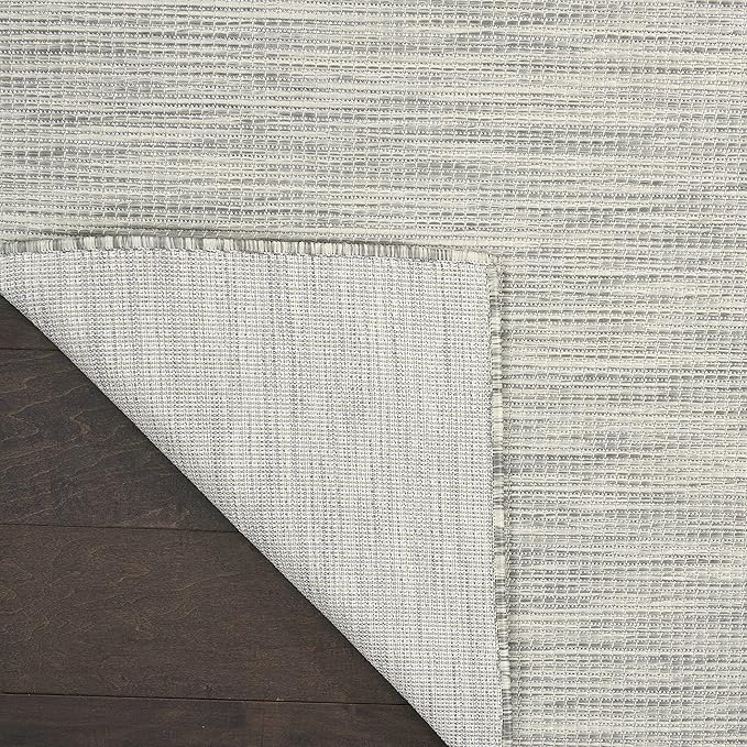Nourison Positano Indoor/Outdoor Light Grey 2'2" x 8' Area Rug, Easy Cleaning, Non Shedding, Bed Room, Living Room, Dining Room, Backyard, Deck, Patio (2x8)