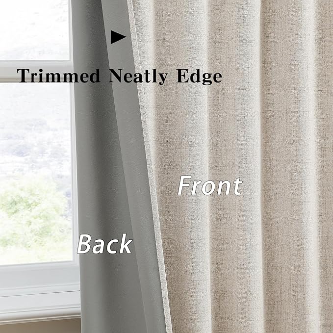 RAIN CITY Extra Long Blackout Curtains 132 Inches Long,Custom Length High Ceiling Tall Draperies for Large Windows Living Room Back Tab Rod Pocket with Hooks(50 x 132-in 11ft Beige 2PCs)