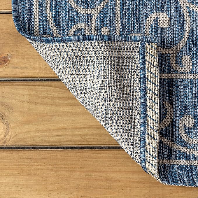 JONATHAN Y Vintage Filigree Indoor Outdoor Area Rug 10X14 Navy/Gray, Charleston Textured Weave for Backyard, Patio, Porch, Easy-Cleaning, High Traffic, Pet-Friendly, Non-Shedding (SMB106D-14)